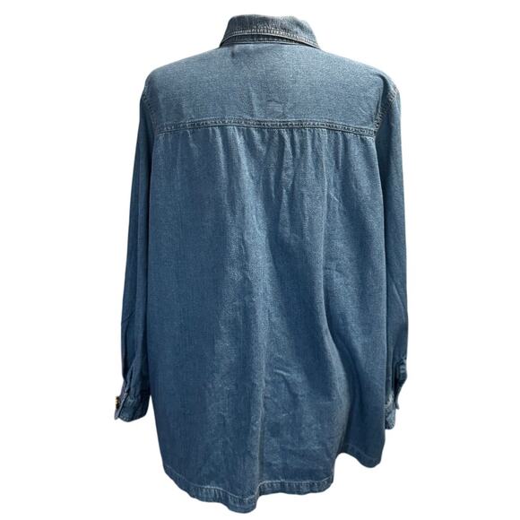 Liz & Me Denim Reindeer Christmas Shirt Jacket – Size 1X - Picture 2 of 5